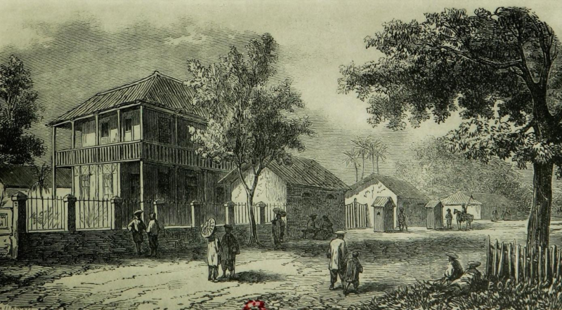 Ngôi nhà gỗ dùng làm Dinh Thống đốc Nam kỳ đầu tiên. Ảnh: Iconographie historique de l'Indochine